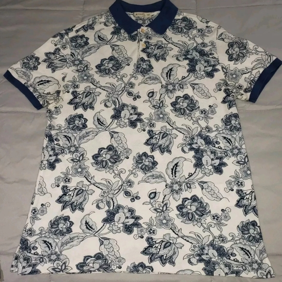 Etro Polo Shirt Mens Blue-Ehite Print Size Large - Picture 8 of 8